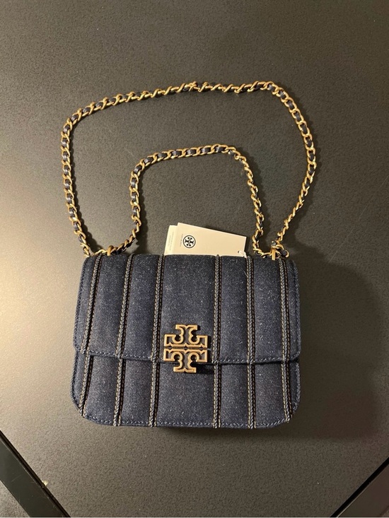 Tory Burch Handbags - Tory Burch Dark Blue Quilted Denim Crossbody with Gold Chain
